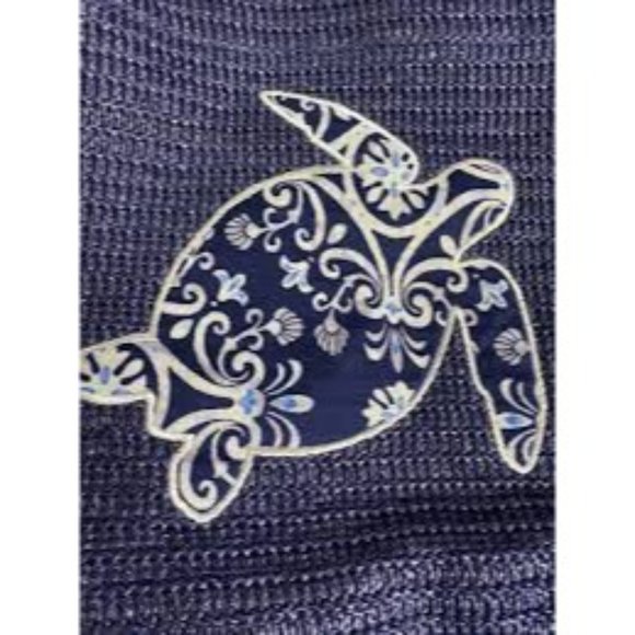 Vera Bradley Straw Bucket Crossbody Bag - Steel Blue Medallion w/Turtle NEW - Picture 3 of 8